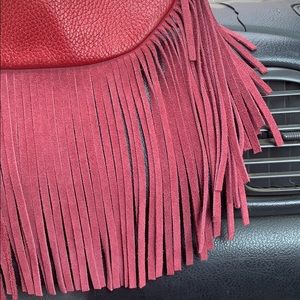 Claudia Firenze Red Fringe Crossbody LEATHER Bag
